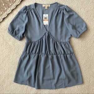 NWT Michael Kors Blue V-neck Blouse